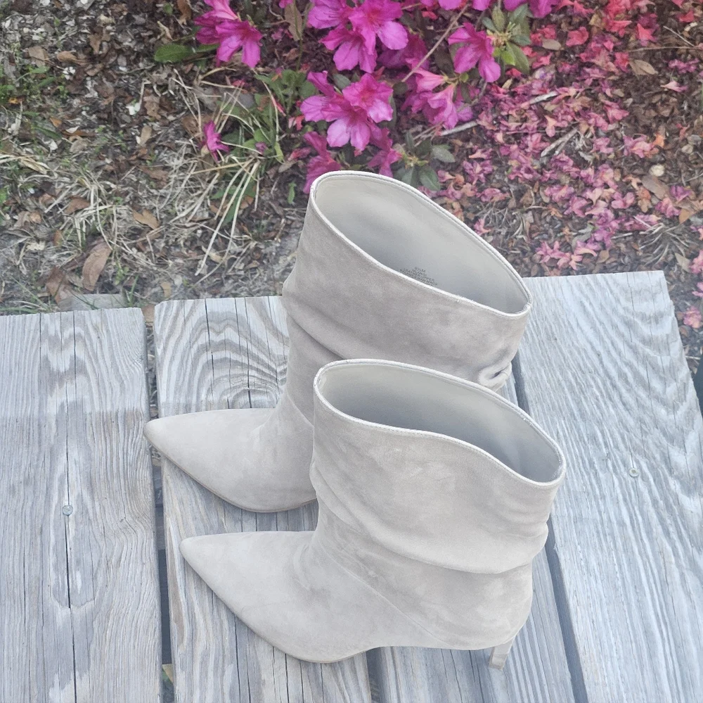 Marc Fisher Angi Slouch Pointed Toe Bootie-Taupe - Picture 9 of 9